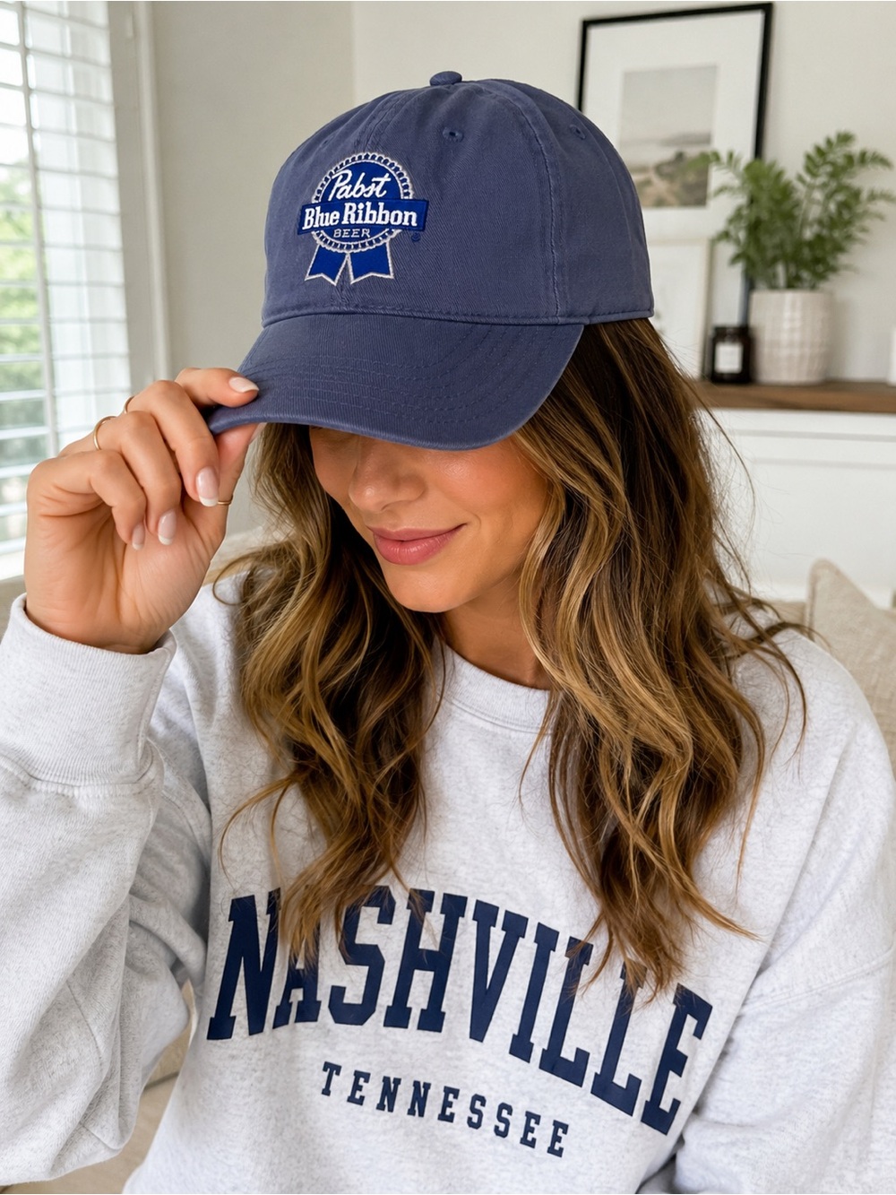 Pabst Blue Ribbon PBR Embroidered Adjustable Dad Hat Baseball Cap NWT
